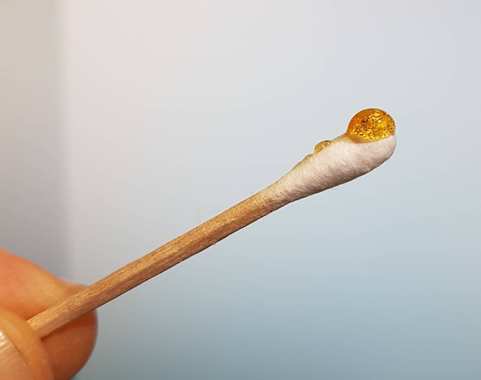 Size of bead of honey on cotton tip